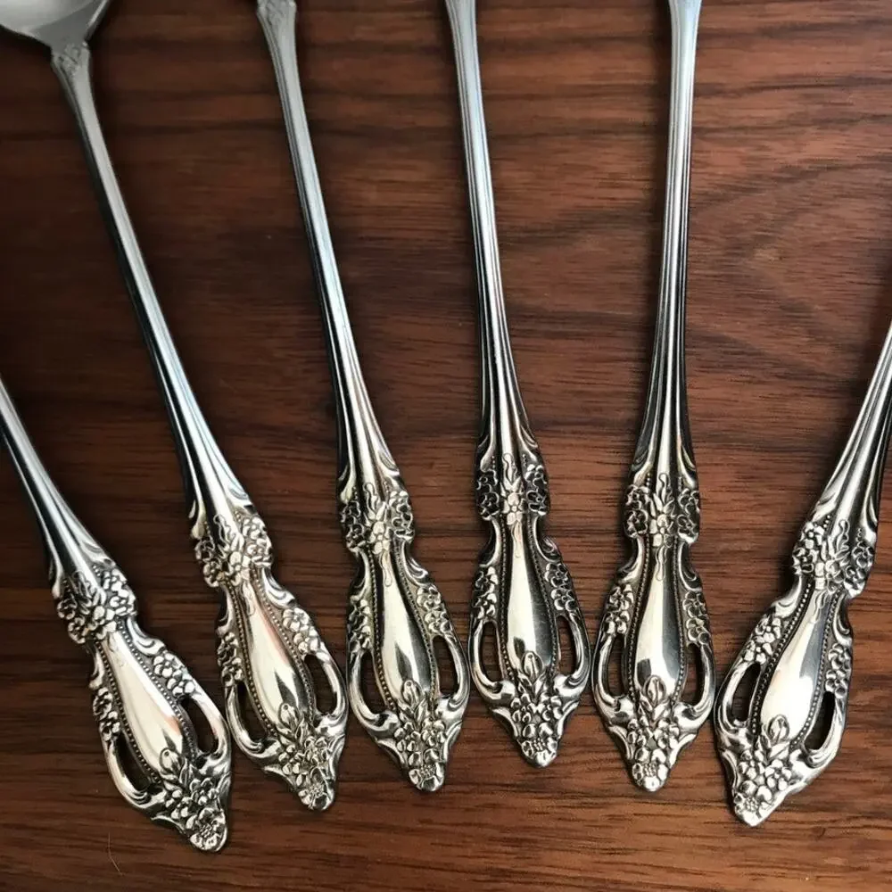 Oneida Distinction Deluxe Raphael 7.5” Long Iced Tea Spoons Flatware Set Of 6